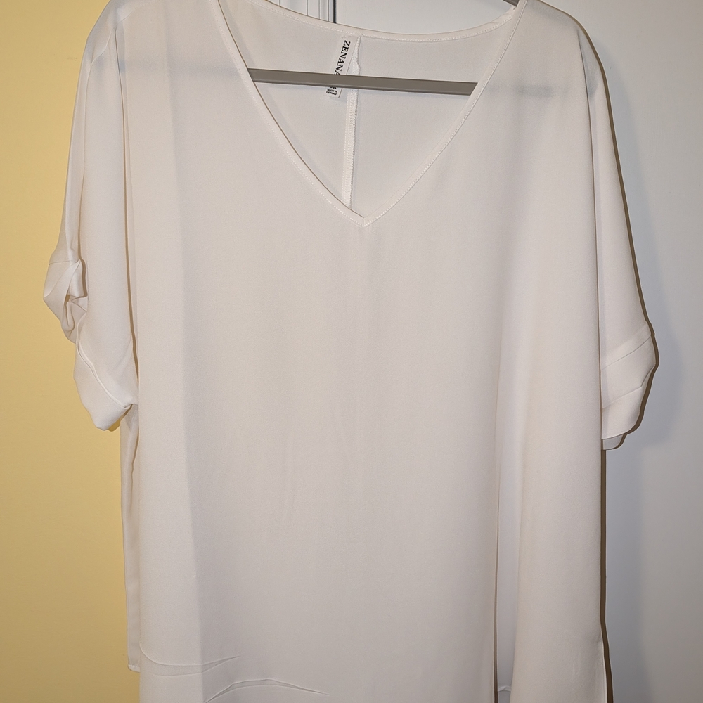 Zenana White V-Neck Blouse